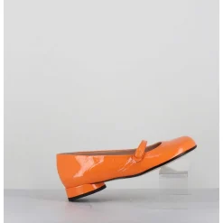 Babies 60S Petit Talon En Cuir Vernis Orange - Masai Cindy Albicocca