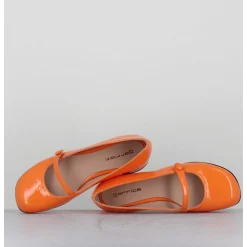 Babies 60S Petit Talon En Cuir Vernis Orange - Masai Cindy Albicocca