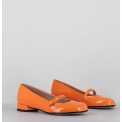 Babies 60S Petit Talon En Cuir Vernis Orange - Masai Cindy Albicocca