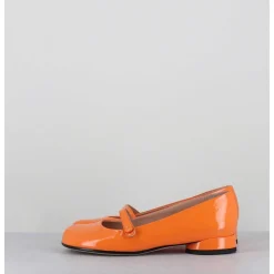Babies 60S Petit Talon En Cuir Vernis Orange - Masai Cindy Albicocca