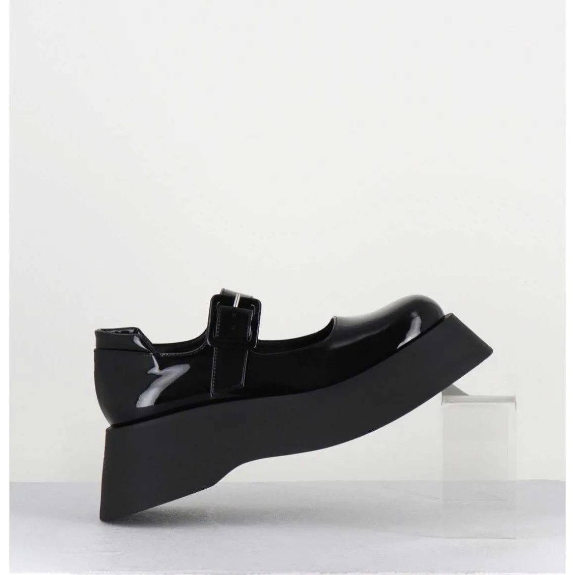 Babies 90S Plateforme Chunky En Cuir Vernis Noir - Cora Nero