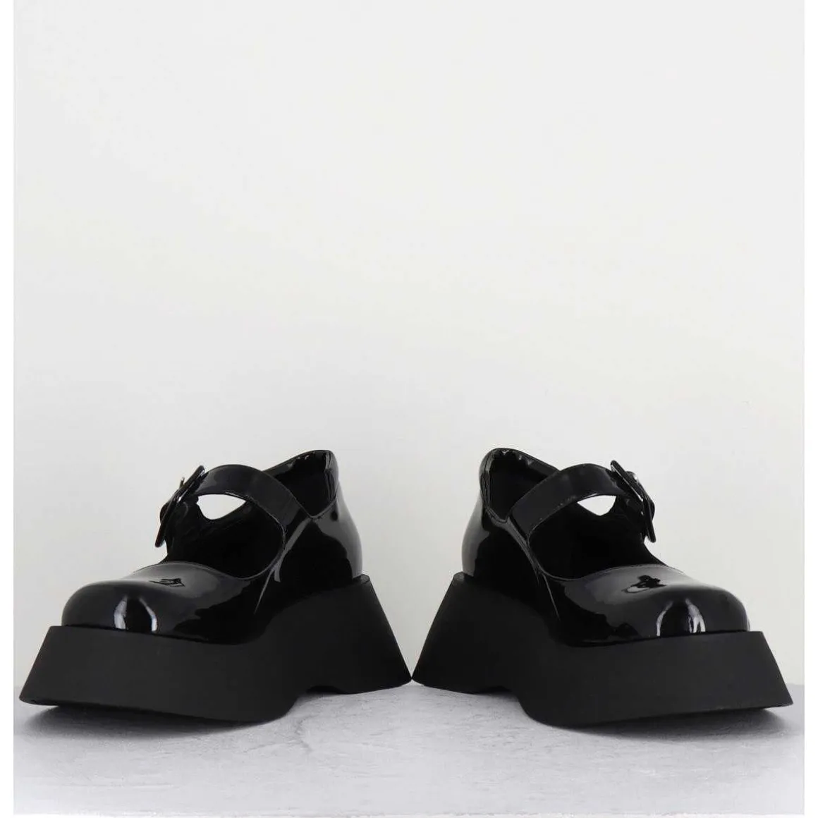 Babies 90S Plateforme Chunky En Cuir Vernis Noir - Cora Nero