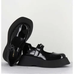Babies 90S Plateforme Chunky En Cuir Vernis Noir - Cora Nero