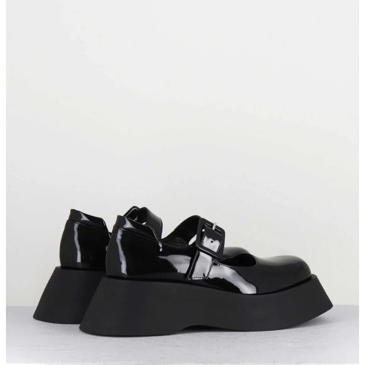Babies 90S Plateforme Chunky En Cuir Vernis Noir - Cora Nero