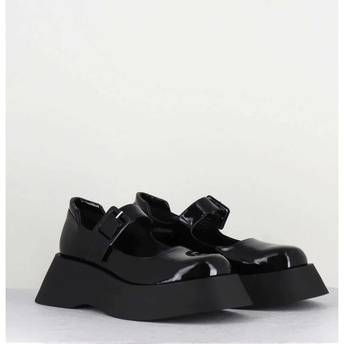 Babies 90S Plateforme Chunky En Cuir Vernis Noir - Cora Nero