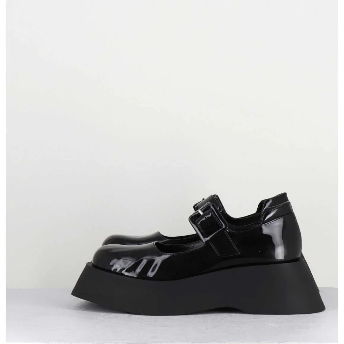 Babies 90S Plateforme Chunky En Cuir Vernis Noir - Cora Nero