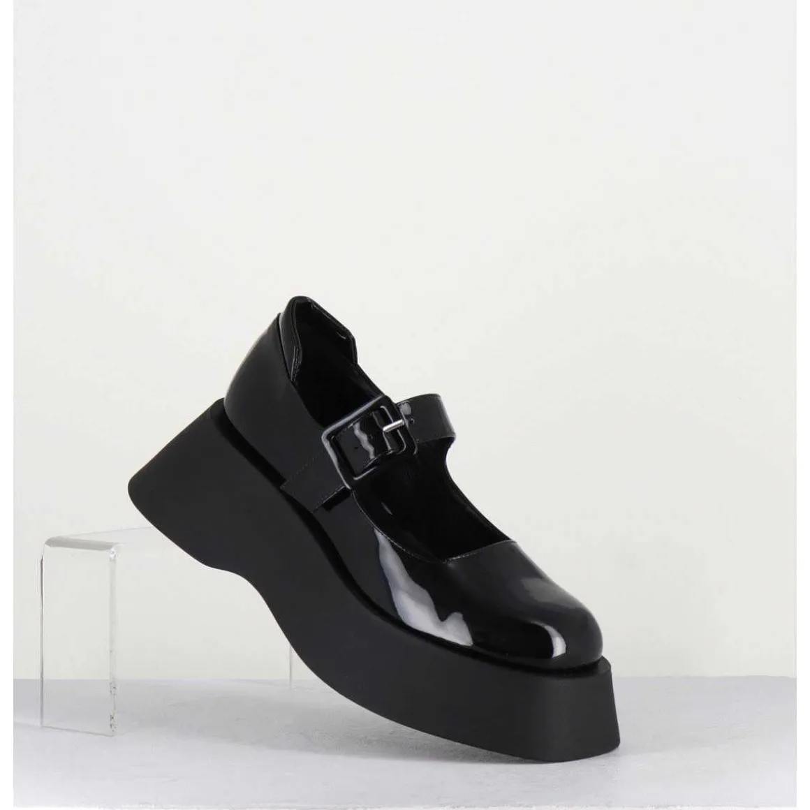 Babies 90S Plateforme Chunky En Cuir Vernis Noir - Cora Nero