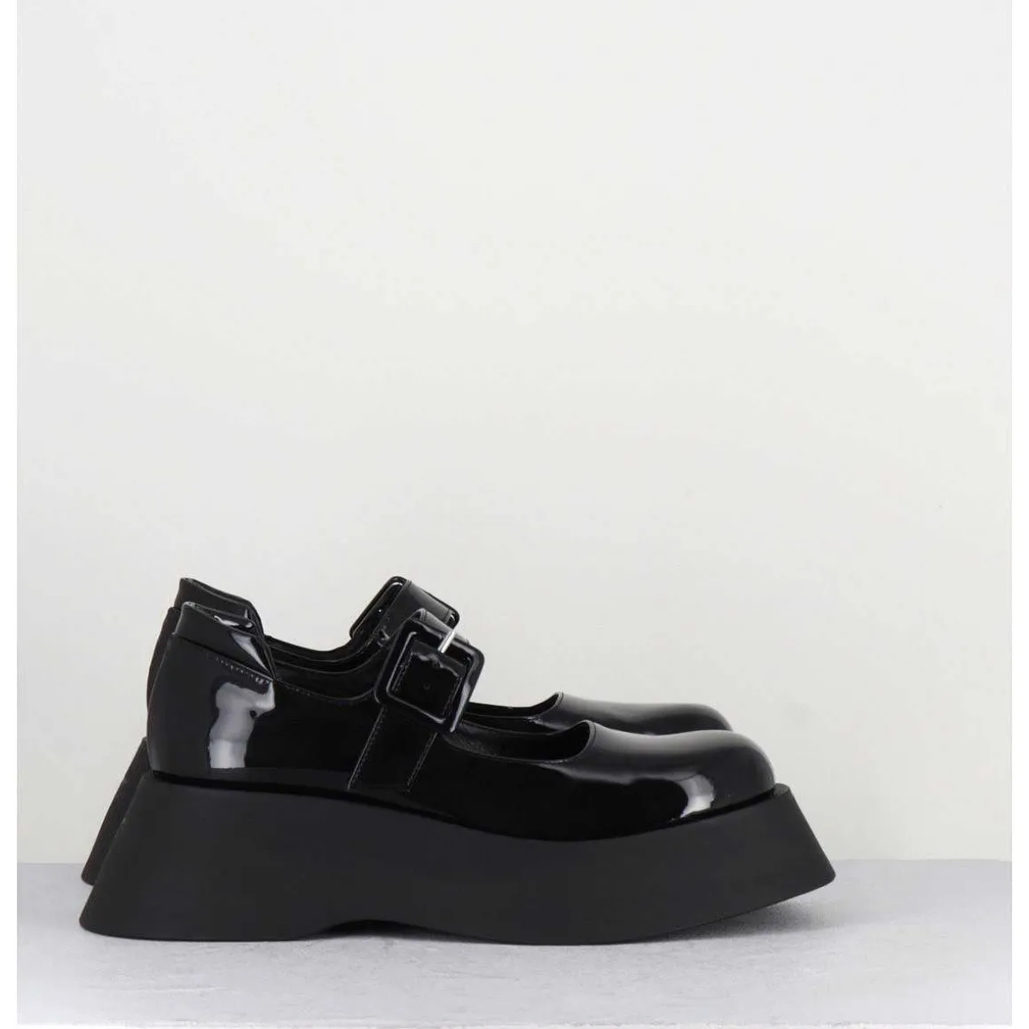Babies 90S Plateforme Chunky En Cuir Vernis Noir - Cora Nero
