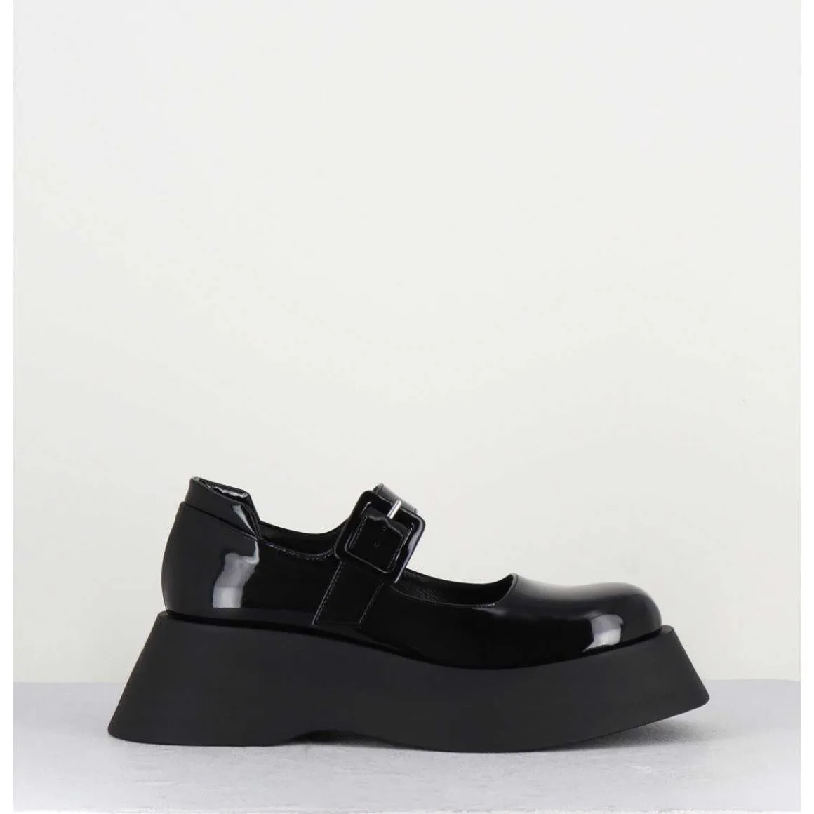 Babies 90S Plateforme Chunky En Cuir Vernis Noir - Cora Nero