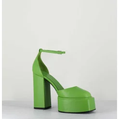 Babies Talon Haut A Plateforme En Cuir Vert - Ambra Mok Green