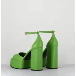 Babies Talon Haut A Plateforme En Cuir Vert - Ambra Mok Green