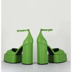 Babies Talon Haut A Plateforme En Cuir Vert - Ambra Mok Green