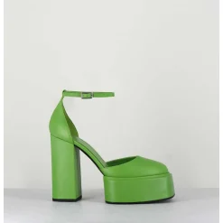 Babies Talon Haut A Plateforme En Cuir Vert - Ambra Mok Green
