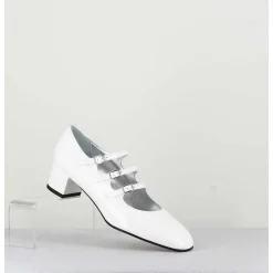 Babies Trois Brides En Cuir Vernis Blanc - Kina Vernis Blanc