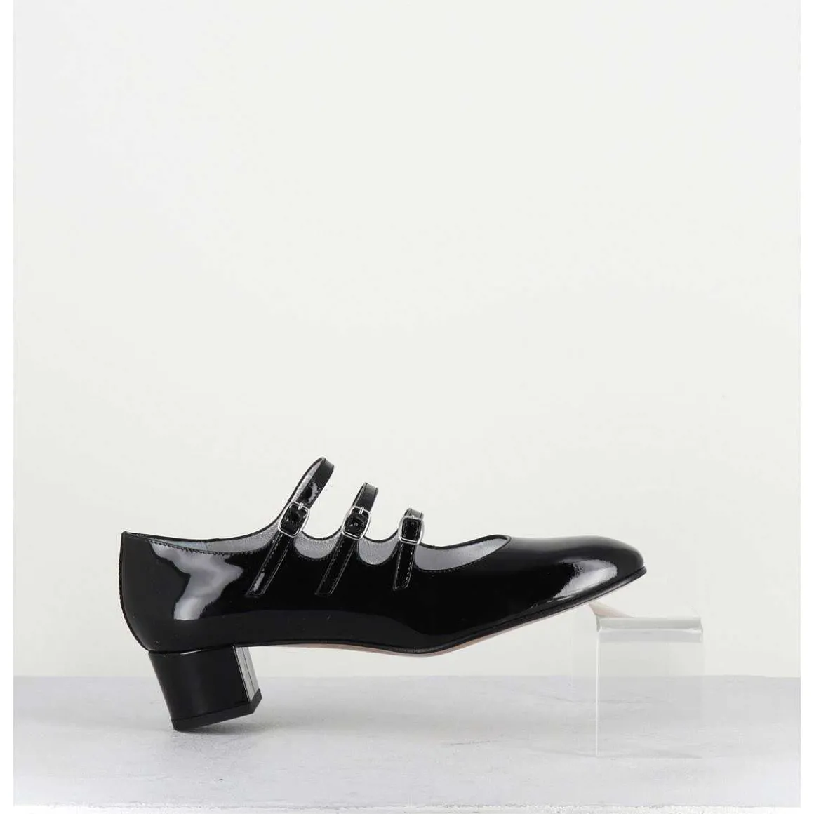 Babies Trois Brides En Cuir Vernis Noir - Kina Vernis Noir