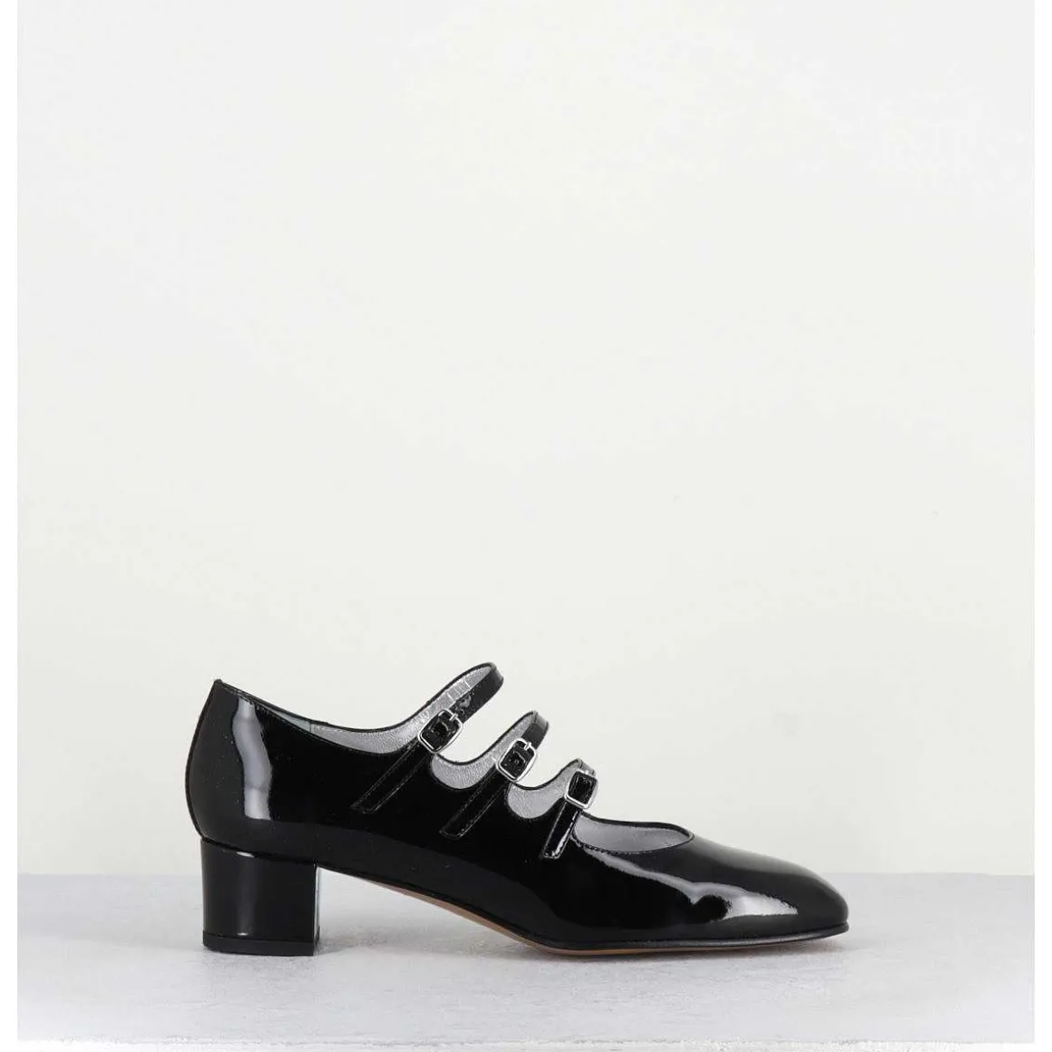 Babies Trois Brides En Cuir Vernis Noir - Kina Vernis Noir