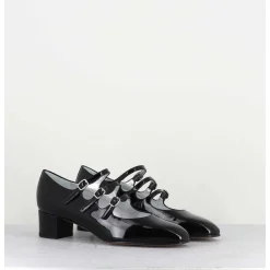 Babies Trois Brides En Cuir Vernis Noir - Kina Vernis Noir