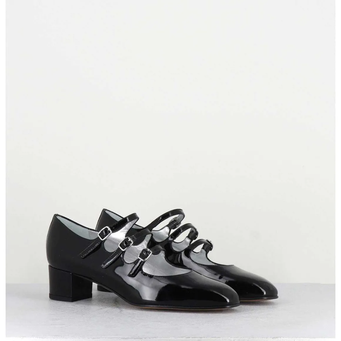 Babies Trois Brides En Cuir Vernis Noir - Kina Vernis Noir