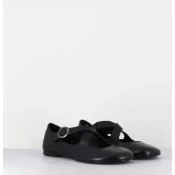 Ballerines A Brides Croisees En Cuir Souple Noir - Ziami Buffy Nero