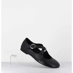 Ballerines A Brides Croisees En Cuir Souple Noir - Ziami Buffy Nero