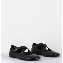 Ballerines A Brides Croisees En Cuir Souple Noir - Ziami Buffy Nero