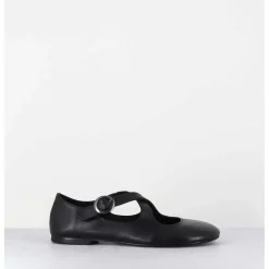 Ballerines A Brides Croisees En Cuir Souple Noir - Ziami Buffy Nero