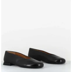 Ballerines Minimalistes En Cuir Souple Noir - Paola Black Nappa