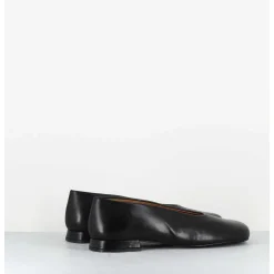 Ballerines Minimalistes En Cuir Souple Noir - Paola Black Nappa