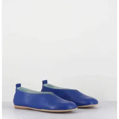 Ballerines Minimalistes En Cuir Souple Bleu - Lester Cherie Blue