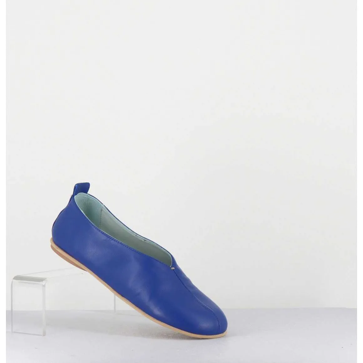 Ballerines Minimalistes En Cuir Souple Bleu - Lester Cherie Blue