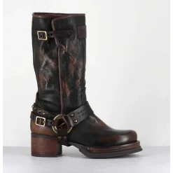 Bikers A Ceinturon En Cuir Vieilli Marron - Velvet Tiger