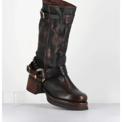 Bikers A Ceinturon En Cuir Vieilli Marron - Velvet Tiger