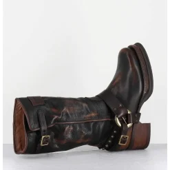 Bikers A Ceinturon En Cuir Vieilli Marron - Velvet Tiger