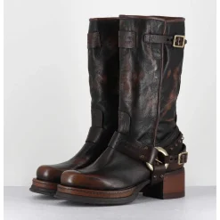 Bikers A Ceinturon En Cuir Vieilli Marron - Velvet Tiger