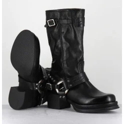 Bikers A Ceinturon En Cuir Noir - Velvet Nero
