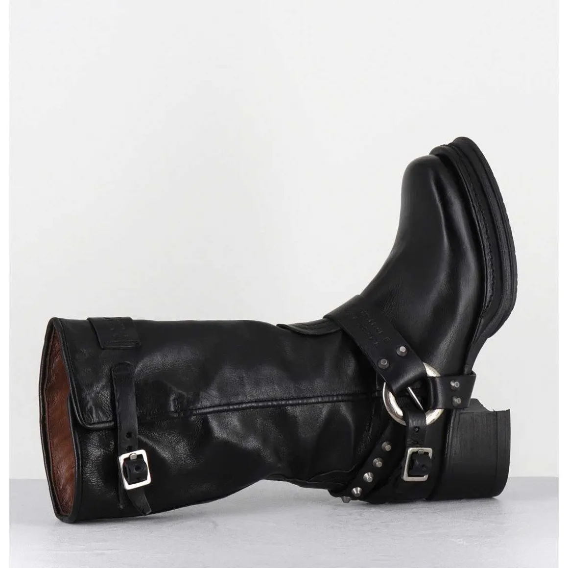 Bikers A Ceinturon En Cuir Noir - Velvet Nero