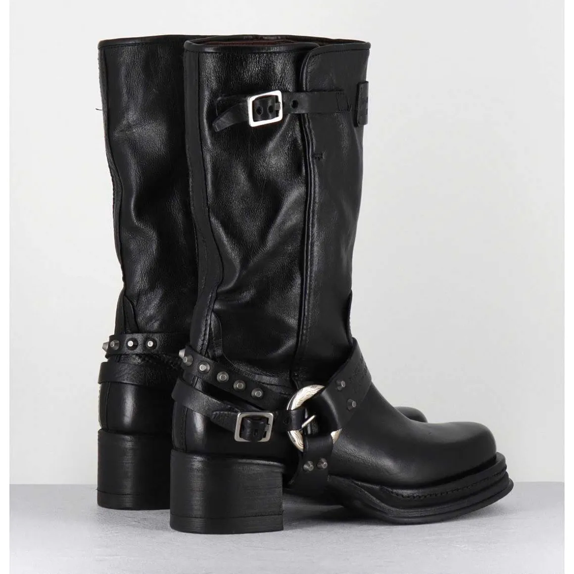 Bikers A Ceinturon En Cuir Noir - Velvet Nero
