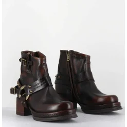 Bikers Courtes A Ceinturon En Cuir Vieilli Marron - Ground Tiger