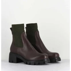 Bikers En Cuir Marron & Elastique Kaki - 6424 Moro