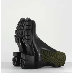 Bikers En Cuir Noir & Elastique Kaki - 6424 Bosco