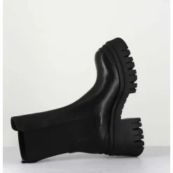 Boots A Elastique En Cuir Noir Track Sole - M6347 Gaucho Nero