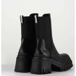 Boots A Elastique En Cuir Noir Track Sole - M6347 Gaucho Nero