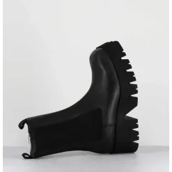Boots A Elastique En Cuir Noir Forme Carre Semelle Legere - 4224 Gas Nero