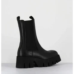 Boots A Elastique En Cuir Noir Forme Carre Semelle Legere - 4224 Gas Nero