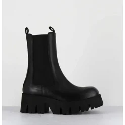 Boots A Elastique En Cuir Noir Forme Carre Semelle Legere - 4224 Gas Nero