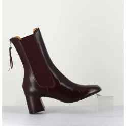 Boots A Elastiques En Cuir Souple Bordeaux - P900 Rubino