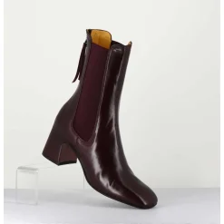 Boots A Elastiques En Cuir Souple Bordeaux - P900 Rubino