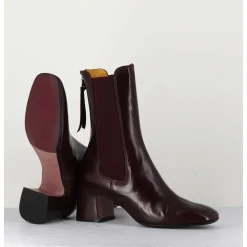Boots A Elastiques En Cuir Souple Bordeaux - P900 Rubino