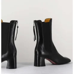 Boots A Elastiques En Cuir Souple Noir - P900 Nero
