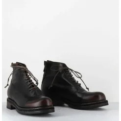 Boots A Lacets En Cuir Marron Vieilli - 50848 Nevada Washed